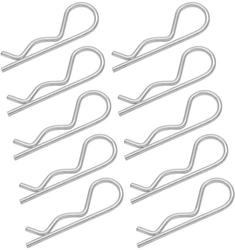 Bonsicoky 10 clip a R per gancio di traino, in acciaio inossidabile, perni di fissaggio a molla per trattori, rimorchi da prato, gancio di traino per camion, M3,5 x 75 mm