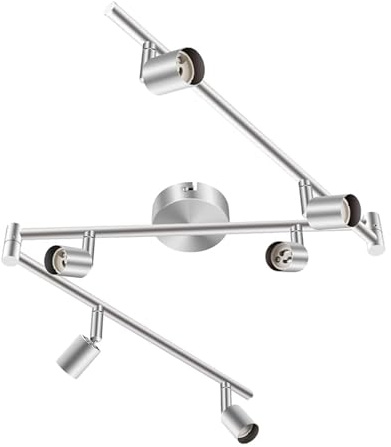 HURYEE Kitchen Lights, 6-Light Ceiling Lighting Kits, Swivelling Ceiling Spotlight for Bedroom, Kitchen and Living Room(GU10 LED Bulbs not Included) (Brush Nickel), TLK6head