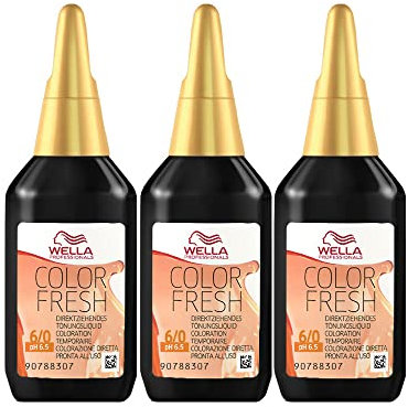 3 x Wella Color Fresh Hair Toner 75ml - 6/0 Dark Blonde/Natural