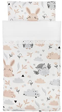 TukuTuk Puppenbettwäsche - Bezug 100% Baumwolle - Puppenbettwäsche für Puppenbett - Füllung 300 g / m2 Vliesstoff - Handgemacht Puppen Bettwäsche Set - Puppenwagen Zubehör (Lullaby Owly)