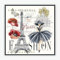 Stoff am Stück Stoff Kissen Panel Polyester Baumwolle Gobelin weiß Paris Audrey Hepburn 50 x 50 cm