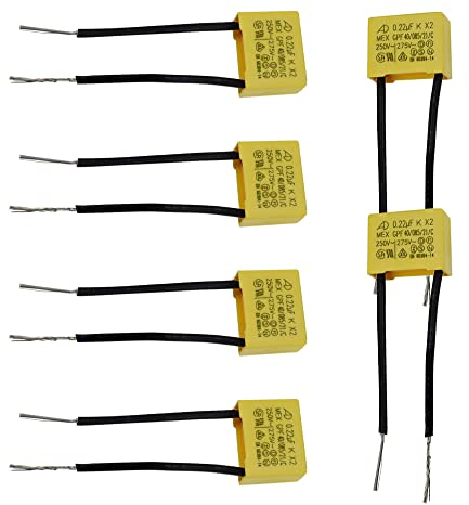 BouGPeng 6 Pièces Condensateur Polypropylène 0,22µF 275V Radial X2 Condensateur Sécurité pour Feux Clignotants Ampoules LED non éteintes Composants Condensateurs