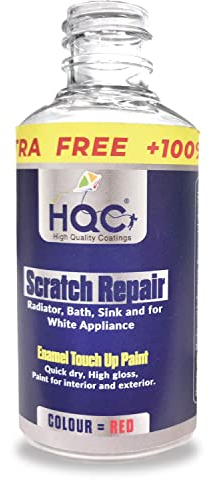 HQC Enamel Touch Up Paint 30ml Easy and Quick Drying | Radiator | Suitable for Appliances | Metal, Radiator, Fridge, High Glass | Paint for Interior and Exterior Red | 30 ml