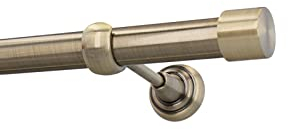 HDTL Gardinenstange Vorhangstange 25mm 1-läufig Wandmontage Messing Antik 280 cm Zoya