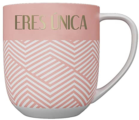 DRAEGER PARIS 1886 - Taza Cerámica 320 ml - Diseño Chic Azul/Rosa con Mensaje en Oro Caliente - Apta Lavavajillas - No Microondas - Regalo Elegante en Caja Decorativa