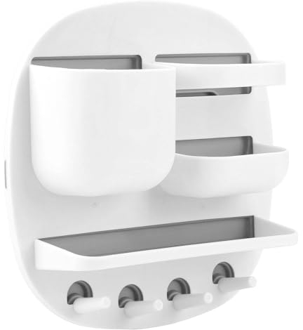 HERCHR 22 x 22 x 6cm / 8.7 x 8.7 x 2.4in Wall Mount Storage Box Shelf Self Adhesive Bedside Storage Organizer Nail Free Installation for Earphone, Cell Phone Next To Bed & Table Dorm (White)