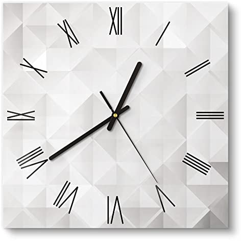 DEQORI Glasuhr | 30x30 cm | Motiv Symmetrische Rauten | ausgefallene leise Design Uhr aus Glas | Wanduhr für Wohnzimmer & Küche | moderne Hingucker Uhr für die Wand