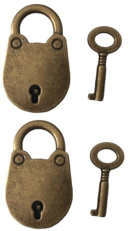 Operitacx Serrure Meuble Ancien, Vintage Avec CléS, Cadenas Antique, Fonte Faite à La Main, Cadenas DéCoratif Armoire Placard Livré, 2pcs(Serrure + 1 Clé Par Paquet)