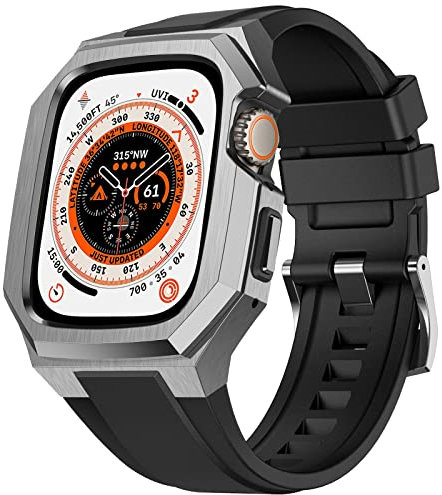 Cinturino con Custodia Compatibile con Apple Watch Ultra 2 49 mm, Progettato per Uomo, Cinturino con Custodia in Metallo, Protezione Completa per Apple Watch Ultra