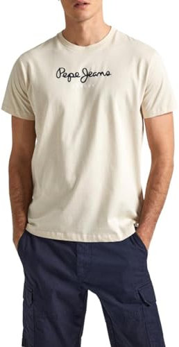 Pepe Jeans Eggo N T-shirt Homme, Beige (Base Beige), S