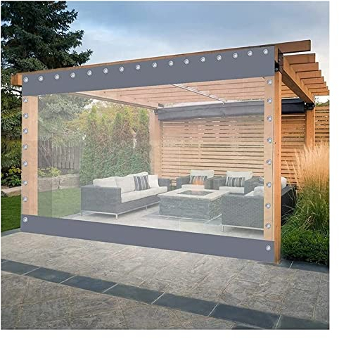 PHLEPS Outdoor-Vorhänge PVC wasserdicht transparent winddicht Pavillons Balkonvorhänge, für Terrasse, Pavillon, Terrassen, Außenbereich, 650 g/m² (Farbe: Transparent, Größe: 1,8 x 4 m)