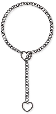 ADEMISHIA Damen-Halskette mit Herz-O-Ring – Handgefertigte verstellbare Punk-Gothic-Lariatkette in Y-Form (Schwarz, 24)