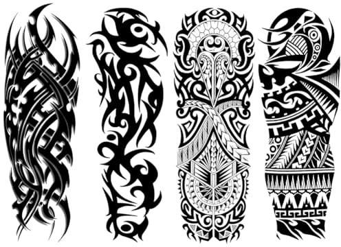 Fiorky Autocollant de tatouage pour bras complet élégant 3D imperméable faux tatouages ​​temporaire pour hommes femmes adultes pour garçons filles couples kits de tatouage