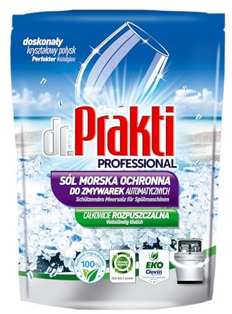 dr.Prakti Sel Regénérant Marin pour Lave-Vaisselle, adoucit l'eau et prévient efficacement le calcaire dans le lave-vaisselle et sur la vaisselle, doypack 1,5 kg