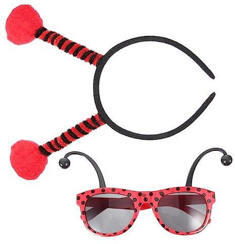 SAFIGLE MarienkäFer KostüM Set:Haarreif Mit Ohren Und Brille, Diy Party ZubehöR FüR Erwachsene Und Kinder, Karneval Und Halloween - Auffälliges Marienkäfer Kostüm für Frauen und Erwachsene