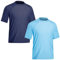 TIZAX 2 Piezas Camiseta Protección Solar Hombre con Manga Corta UPF 50+ Camiseta Anti UV Traje de Baño de Rashguard Camisa Deportiva Secado Rapido para Adultos Azul Marino+Azul Claro XXL