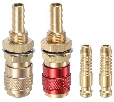 sourcing map Lot de 4 connecteurs rapides à gaz et eau pour tube de diamètre intérieur de 8 mm avec tuyau pour TIG 12 18 20 27 raccords rapides pour chalumeau de soudage à libération de gaz,