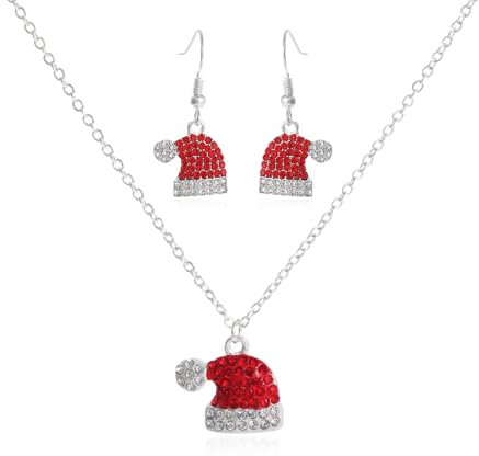 GTYARYUA Weihnachts Schmuck, Weihnachtskette Damen, Weihnachtshalskette, Ohrringe Weihnachten, Weihnachtsohrringe Damen, Weihnachtsschmuck Damen, Weihnachtsdekorationen für Mädchen und Frauen (C)