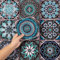 Hode 50 Pezzi Adesivi per Piastrelle, Mosaico Piastrelle Adesive Muro, Mattonelle Adesive, Paraschizzi Adesivo, Cucina Bagno PVC Impermeabile (15x15cm Verde Azzurro)