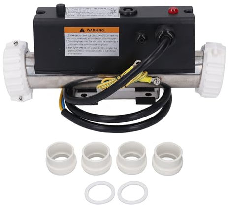 Fdit Chauffe-Piscine, Thermostat d'eau avec Contrôle de la Température, Auto-Chauffant pour Baignoire Spa, Piscine Câblée, équipé de Fonctions de sécurité (1KW)