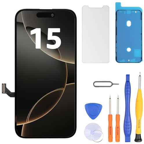LL TRADER Display für iPhone 15 LCD 6.1 Bildschirm Ersatz FHD Touchscreen 3D Touch Digitizer Rahmen Montage und Reparaturkits 20252
