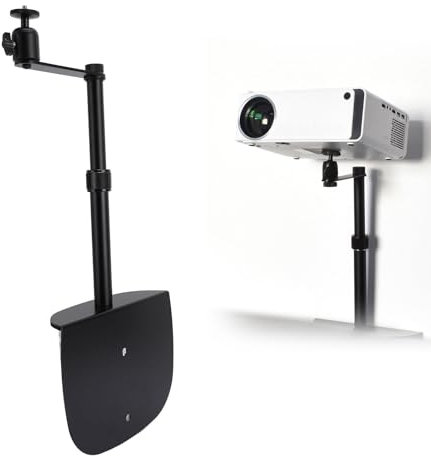 Oreilet Bed Sofa Projector Stand, Plug in Projector Mount with 1/4 Inch Thread, 360° Rotation Bedside Table Side Projectors Bracket Holder Aluminum Alloy for Home