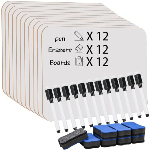 Hiziwimi 12 Pcs Mini Tableaux Blancs effaçables à sec, 11,8 x 8,8 pouces, petits tableaux blancs double face pour les étudiants, mini whiteboard portables pour l'école, le bureau et la maison(12)