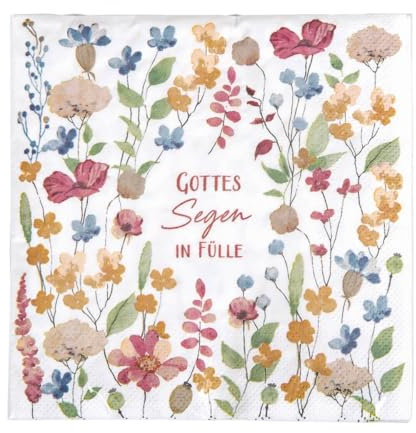 Servietten mit Blumenmotiv Gottes Segen in Fülle