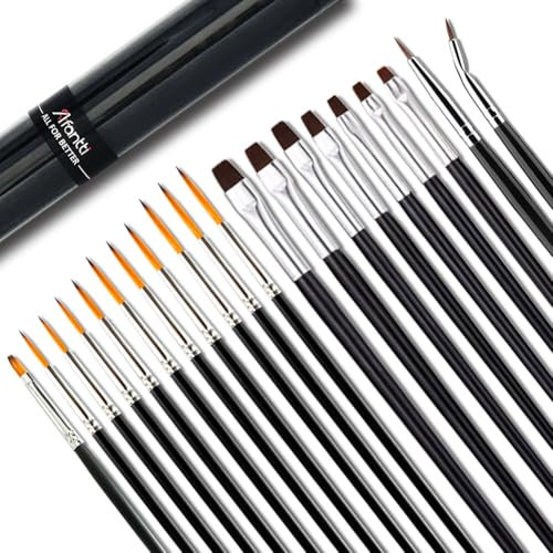 Afantti 20 Pièces Pinceaux Peinture Détail Fins Micro Liner Ensemble de Pinceaux Artiste | Pointe Longue Ultrafine | pour Miniature Acrylique Modèle Huile Aquarelle Ongles Modèles Visage