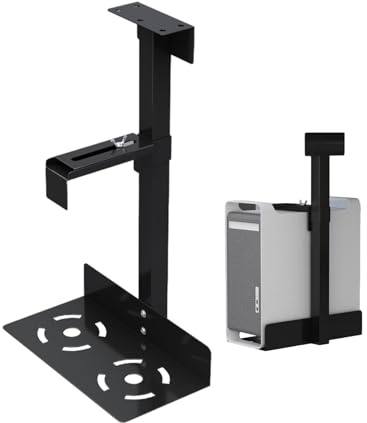 Under Desk PC Mount | Under Desk And Monitor Arm Computer Holder | Clamp-on Desk Leg P C Rack, 360 Degree Adjustable Wall And Under Desk Computer Holder, Ideal For School, Home