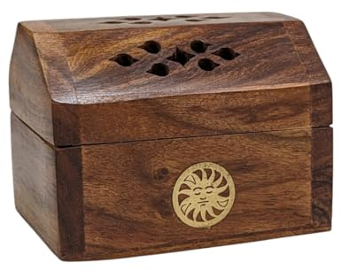 Porte-encens pour cônes | Petite boîte en Bois & Laiton Motif Aléatoire