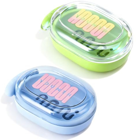 YFaith 2 Pièces Boite Savon Voyage, avec Couvercle Transparent Boite Savon Solide, Boîte à Savon Portable avec Rack de Vidange, Bleu et Vert pour Voyages, Chambre