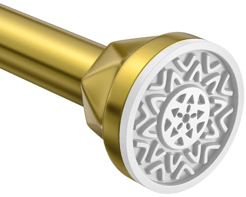Shower Curtain Rod 32-50 Inches, No Drill Shower Rod Tension, Never Rust Anti-Slip Shower Curtain Rod for Bathroom Window, Adjustable Tension Curtain Rod. Gold