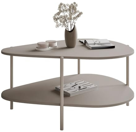 Lookway Couchtisch LUMI mit Ablage – Modernes Design, unregelmäßige Form, in Schwarz oder Kaschmir – Stilvoller Wohnzimmertisch (Kaschmir)