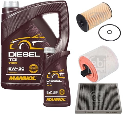 EISENFELS Inspektionspaket enthält 6 Liter Motoröl Diesel TDI 5W-30 Ölfilter Luftfilter Innenraumfilter kompatibel mit Astra K Sports Tourer B16 1.6 BiTurbo