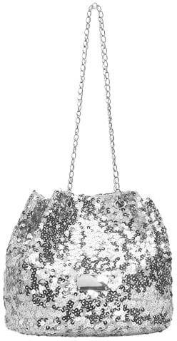 YAAYEELE Clutch Glitzer Pailletten, Clutch Silber Glitzer Pailletten, Pailletten Handtaschen Klein, Pailletten Clutch, für Termine Parties Bankett