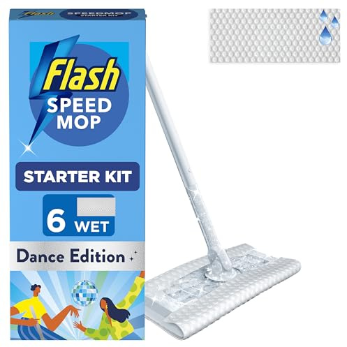 Flash Speedmop Wet Mop Floor Cleaner Starter Kit 1 Mop, 6 Wet Lemon Refills