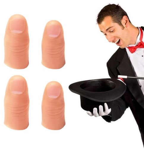 VAEIORP 4 Pcs Doigts Magiques pour Tours de Magie, Accessoires de Magicien, Faux Doigts Réalistes pour Spectacles et Fêtes