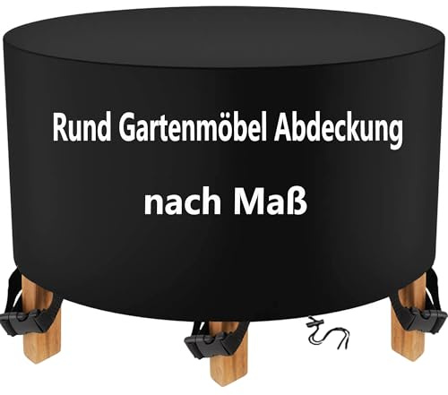 Rund Gartenmöbel Abdeckung Nach Maß Wasserdicht Winterfest Rund 600D Gartentisch Schutzhülle Abdeckhaube Abdeckplane Tischabdeckung Maßanfertigung alle Größen Farbe für Terrassenmöbel Sitzgruppe