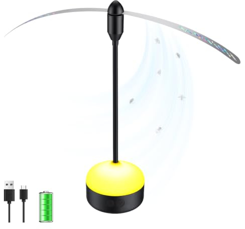Ventilateur Anti-Mouche de Table avec LED & Crochet, Ventilateur Mouche | Rechargeable USB, Chasse Mouche de Table avec Hélices Anti-Mouche Sûres pour Cuisine, Patio, Pique-nique & BBQ