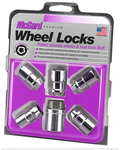 McGard 24537 Cone Seat Wheel Locks Chrome (M12 x 1.5 Thread Size) - Set of 5, 5 Locks / 1 Key