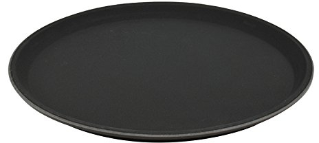 Argon Tableware Black Round Tray - 28cm - Reusable Rubberized Surface Non Slip Serving Tray for Serving Food, Drinks at Parties, Bars, Restaurants and Home
