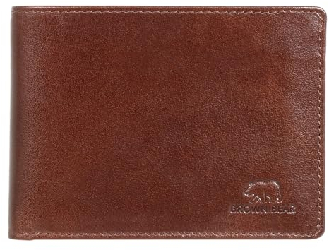 BROWN BEAR Geldbörse Herren Leder Braun RFID-Schutz mit Münzfach - Echtleder Portemonnaie zum Business Look - Männer Geldbeutel mit 9 Kartenfächer - BB 103 TBR