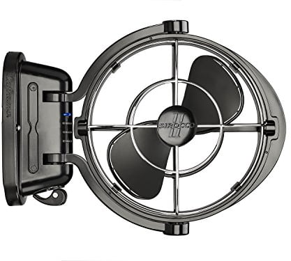 SEEKR Sirocco II, 7010CABBX, 3-Speed, 360 Degree Airflow, Direct Wire Gimbal Fan, 125/185 CFM, 12/24V, Black, 17.8cm Blade