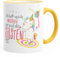 MoonWorks Kaffee-Tasse tanzendes Einhorn Ich hab Mich umgesehen wir sind die geilsten Tasse mit Farbrand gelb Unisize