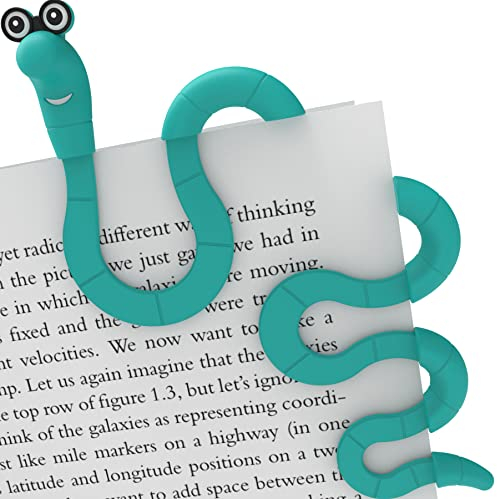 Clip Bookmarks for Women Kids and Men - Wally The Bookworm Cool Cute Bookmark and Page Holder Unique Gift Idea - Funny Book Marker and Reading Accessory for Book Lovers (Türkis)