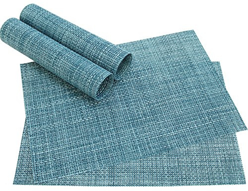 matches21 Tischset Platzset ELEGANCE edle Platzmatten 4er Set blau gewebt aus Kunststoff 45x30 cm/abwaschbar/erhältlich in vielen aufregenden Farben Platzdeckchen vom Tischwäsche Spezialist