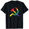 Soviet Union communist flag hammer and sickle LGBTQ rainbow T-Shirt