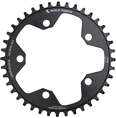 Wolfszahn: 110 BCD Cyclocross Kettenblatt mit flacher Oberseite, 40 Zähne, Schwarz