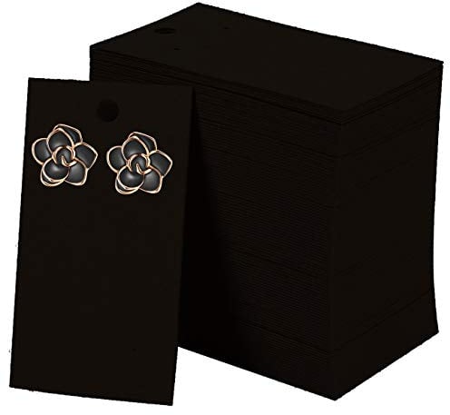 BEADNOVA Ohrring-Display-Karten, 100 Stück, schwarze Ohrringkarten für Schmuck, Ohrsteckerhalter (5,1 x 8,9 cm, schwarz)